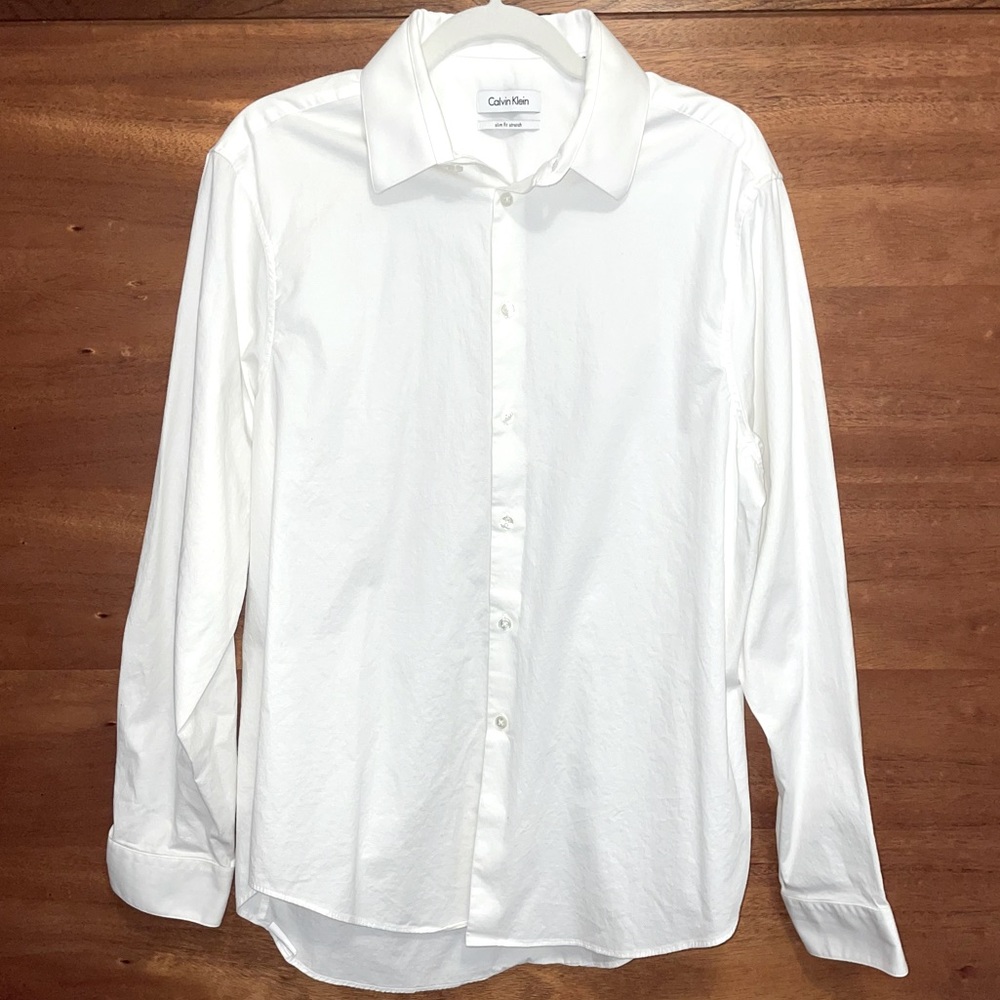 Men’s CALVIN KLEIN White Slim Fit Stretch Shirt